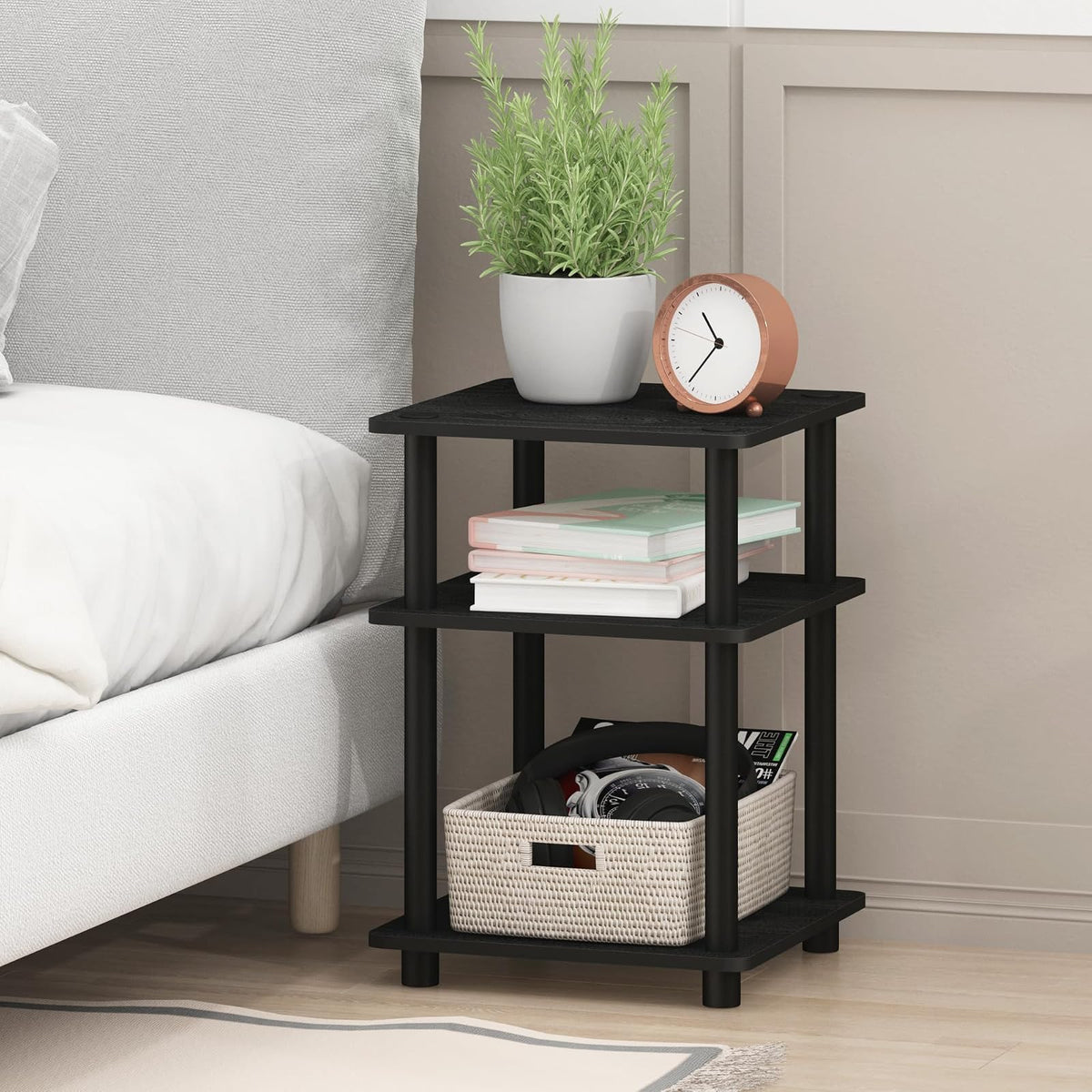 Furinno Turn-N-Tube Estante Multiusos de Ensamble Rápido, Negro