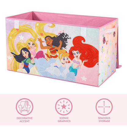 Idea Nuova Disney Princess - Maletero plegable de almacenamiento de juguetes con tapa, 28 pulgadas de ancho x 16 pulgadas de profundidad x 14.5 pulgadas de alto