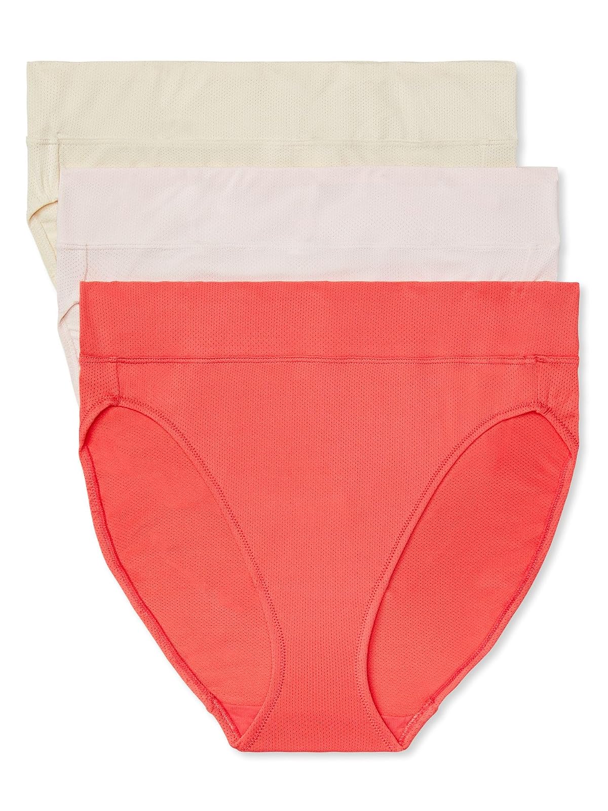 Warner's Calzón de Corte Alto Blissful Benefits Paquete de 3 - 2XL - Sun Kissed Coral - Rosewater - Pearl Ivory