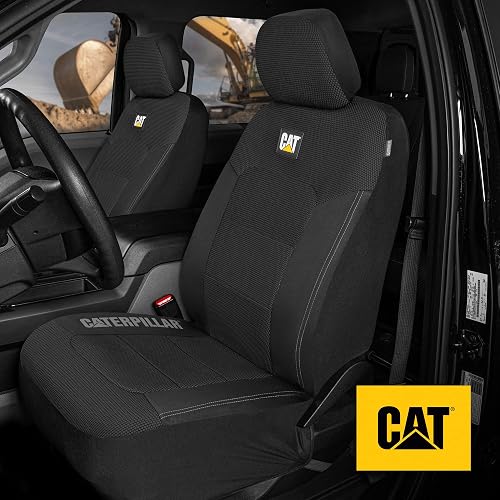Caterpillar - Fundas de asiento de automóvil Cat® MeshFlex para automóviles, camiones y SUV (juego de 2), fundas de asiento de automóvil negras para asientos delanteros,