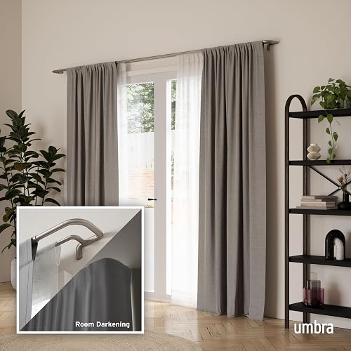 Umbra Twilight Cortinero Doble para Cortinas Blackout y Oscurecer Habitación, 71-122 cm, Incluye Accesorios de Instalación, Plateado