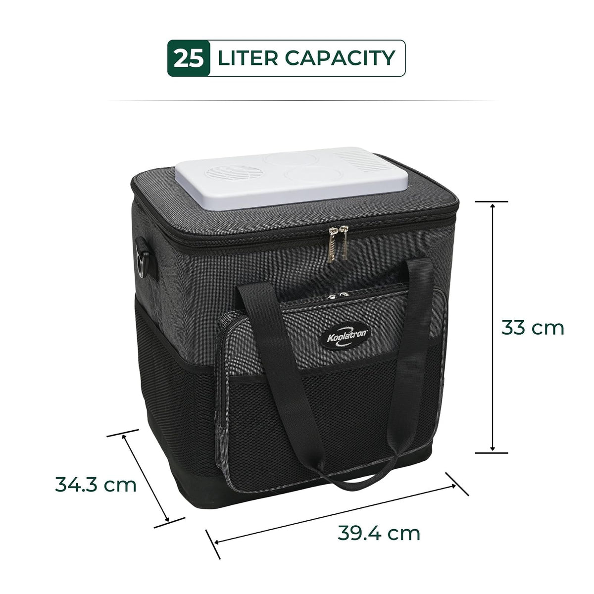 Koolatron - Enfriador eléctrico portátil con Enchufe de 12 V, 26 Cuartos de galón (25 l), Nevera portátil de Coche con Cable de alimentación CC, Correa de Hombro Ajustable, Almacenamiento de Cables