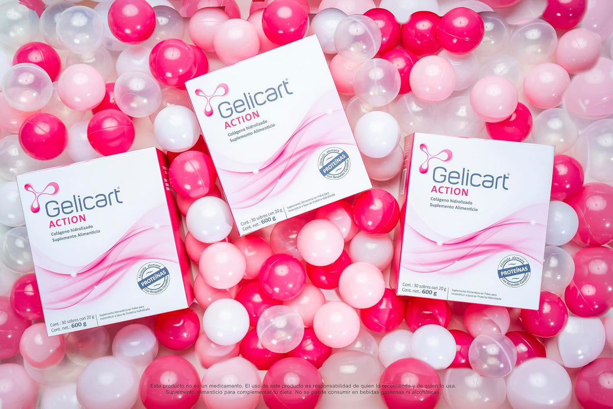 Gelicart Action colágeno hidrolizado suplemento alimenticio, 90 Sobres 20g.