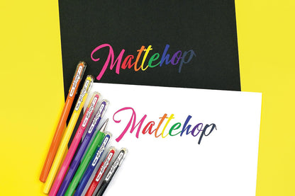 Pentel Mattehop Bolígrafo de Tinta Gel Opaco, Punto Mediano, 1.0 mm, Tinta Verde, Caja con 12 Piezas, K110-VD