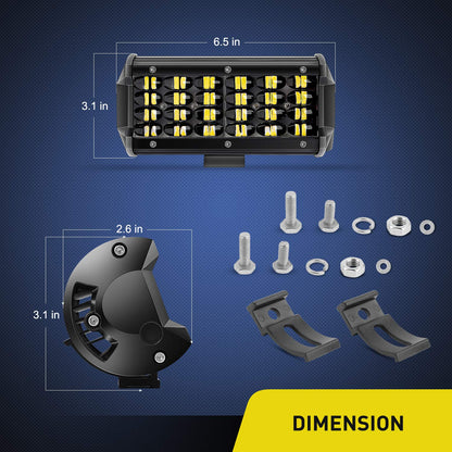 Nilight 18024C-A 50.80 cm 420w Combo de focos de inundación de Triple Fila 42000 LM lancha, conducción, LED Fuera de Carretera para Camiones, 2PCS 6.5Inch Quad Row Lights