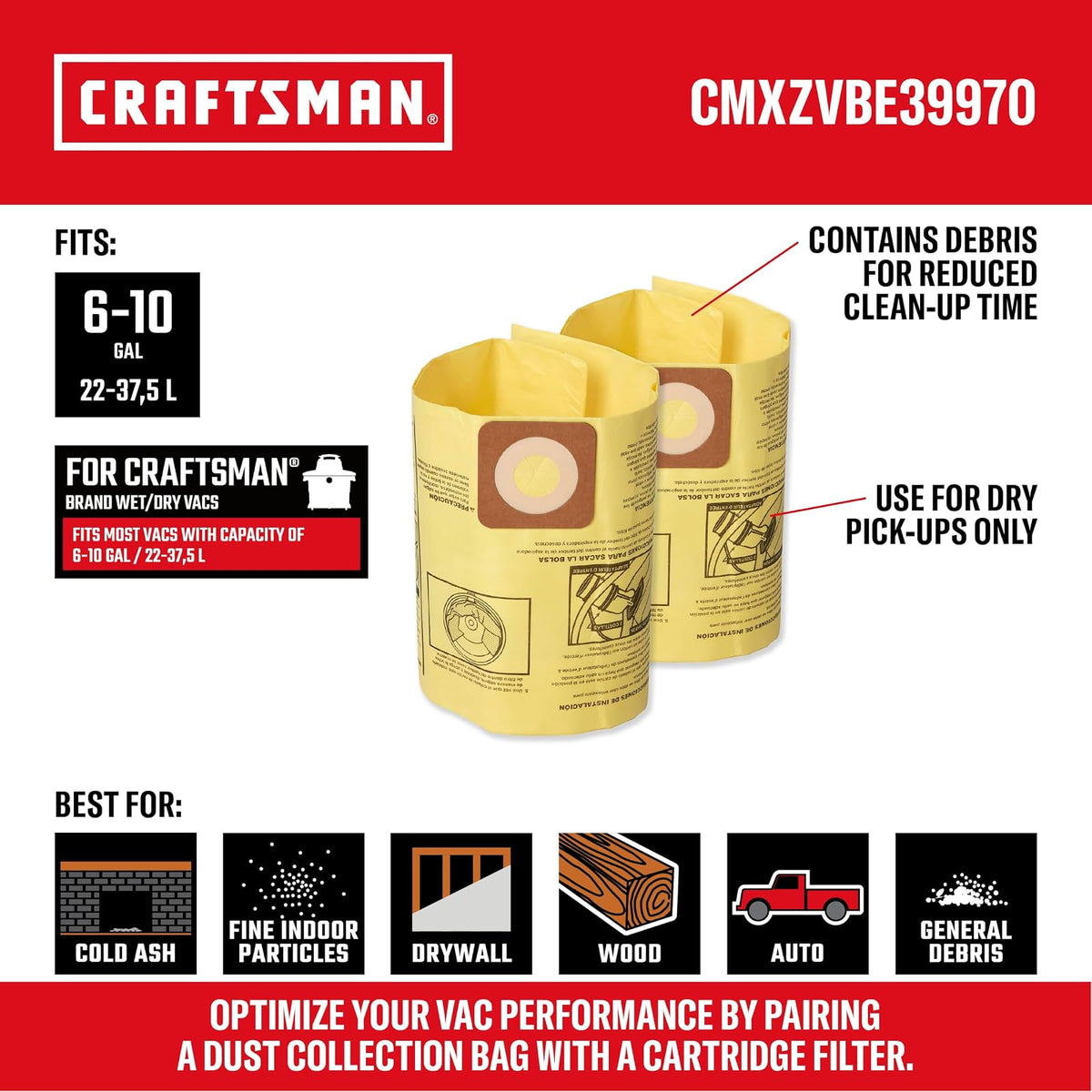 Se adapta a bolsas de polvo Craftsman