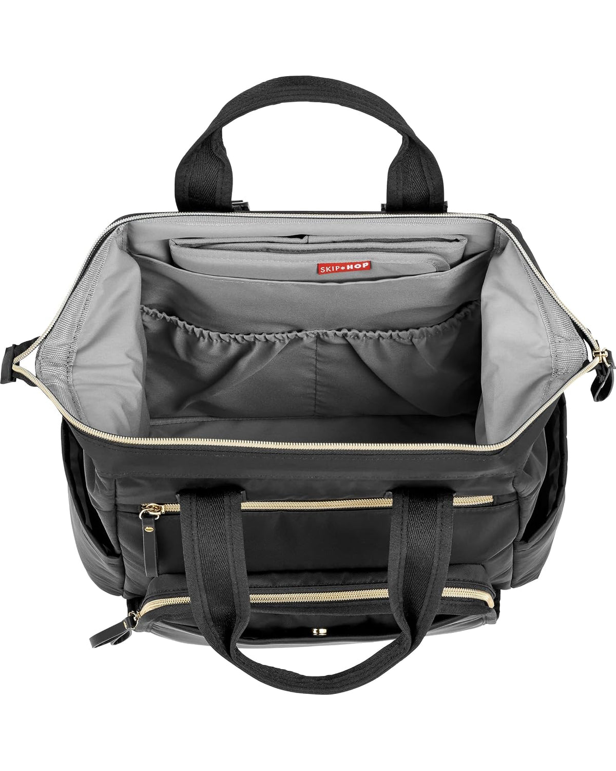 Skip Hop Backpack Pañalera Negra Mainframe Wide Open