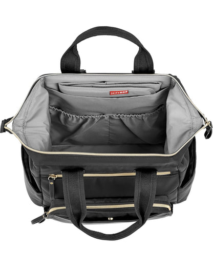 Skip Hop Backpack Pañalera Negra Mainframe Wide Open