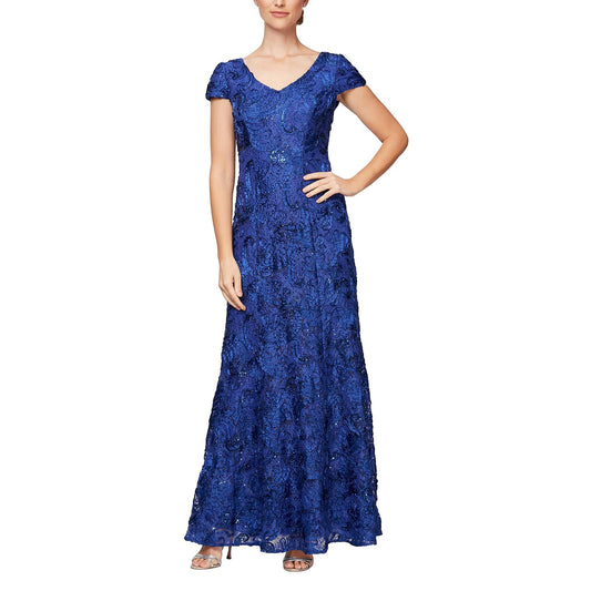 Alex Evenings Vestido Largo de Roseta en A. Vestido para Mujer