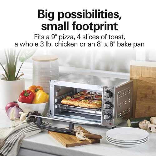 Hamilton Beach 31401, Horno Tostador De 4 Rebanadas Acero Inoxidable Hombres, Plateado, 12 Litros