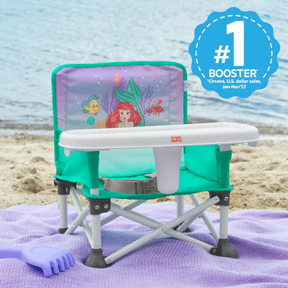 Asiento elevador portátil Pop 'N Sit Disney Princesa Ariel de Bright Starts, Uso Interior/Exterior, Asiento para el Piso con Bandeja para Comer, Azul 6 meses - 3 años