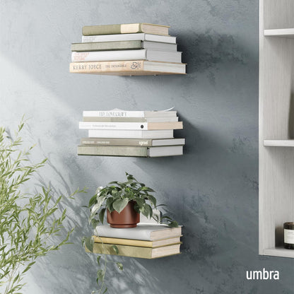 Umbra Conceal Shelf | Acero con recubrimiento en polvo, soporta 15 libras cada uno, muestra decoración o plantas, incluye accesorios de montaje