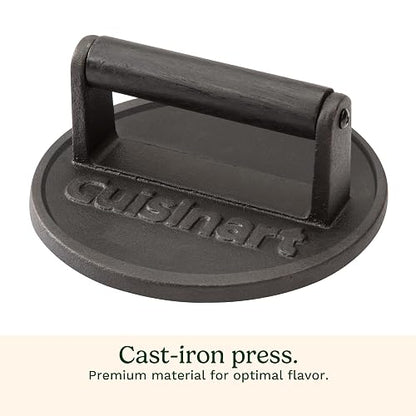 Cuisinart CISB-111 Smashed Burger Press, Cast Iron | Prensa de hierro fundido que ayuda a sellar y crear hamburguesas crujientes por fuera y jugosas por dentro.