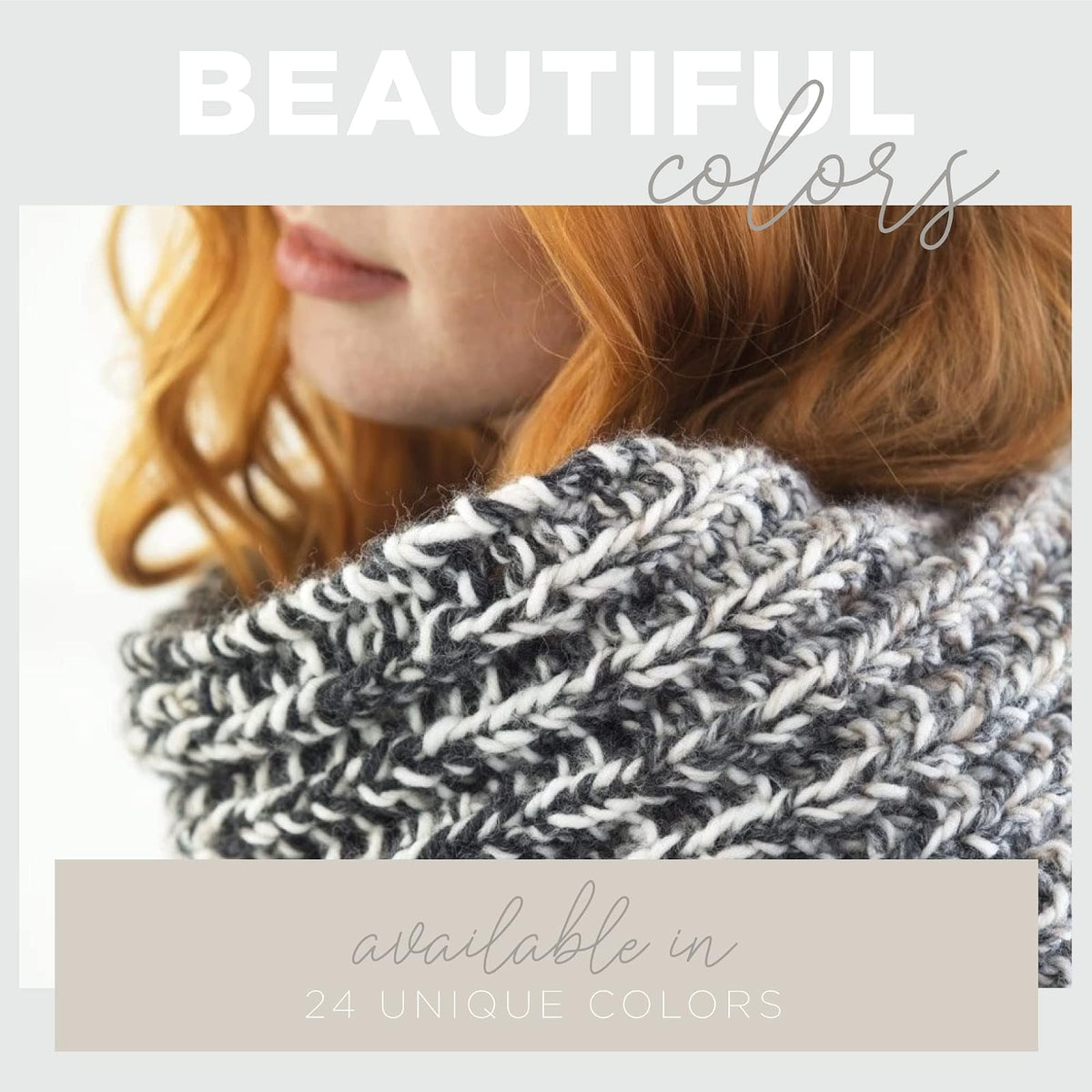 Lion Brand Yarn Scarfie - Hilo voluminoso, Color Crema/Gris Pardo, 1 Paquete
