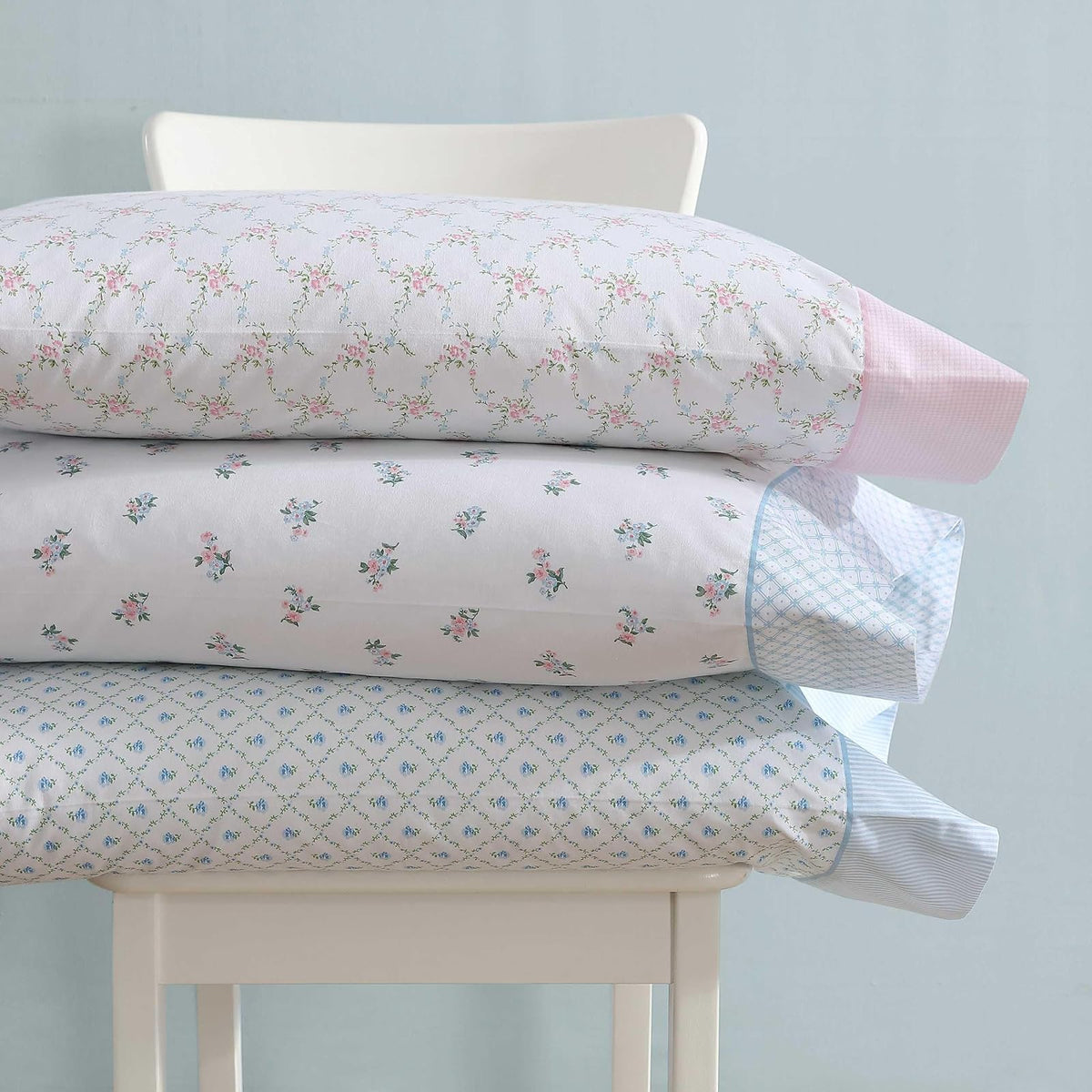 Laura Ashley - Juego de sábanas, Ropa de Cama de algodón percal Transpirable, 200 Hilos, Bolsillo Profundo, decoración Elegante para el hogar (Lynda Rosa, King)
