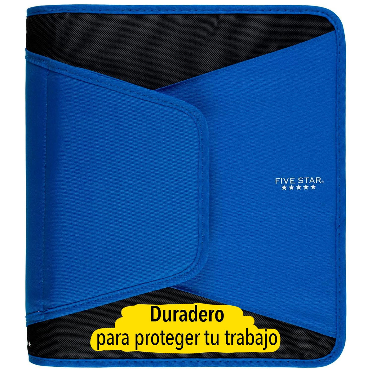 Five Star - Carpeta con cremallera de 1-1/2 pulgadas, carpeta de 3 anillas, archivo expandible de 3 bolsillos, duradera, azul (72202)