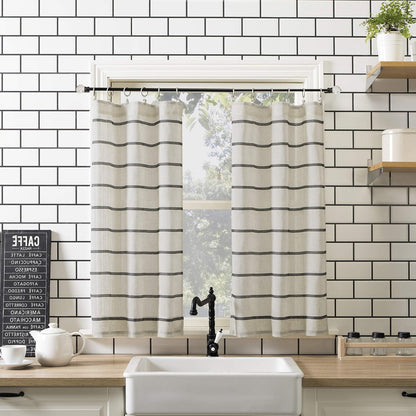 Clean Window Panel de Cortina Transparente Antipolvo - Negro - Lino - 91.4An x 132.1Al cm (2 Paneles)