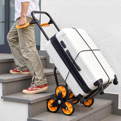 VEVOR Carretilla para Subir Escaleras Carga de 200 kg, Carro de Escalera Plegable con Asa Telescópica, 6 Ruedas y 2 Cuerdas Elásticas, para Transporte, Almacén, Centro Comercial, Mudanzas, Oficina