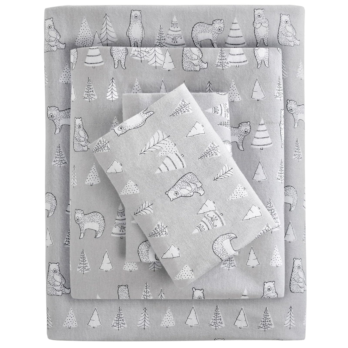True North by Sleep Philosophy - Sábana de Franela cálida 100% algodón, diseño de Estrellas de Animales con Estampado novedoso, Bonito Juego de Ropa de Cama Ultra Suave para Clima frío, tamaño