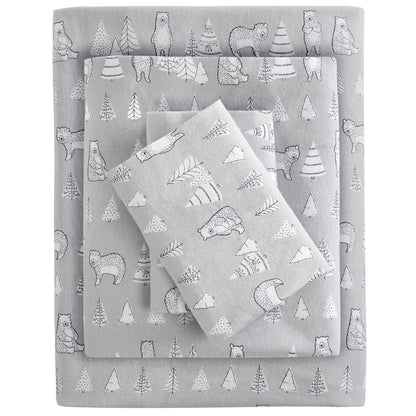 True North by Sleep Philosophy - Sábana de Franela cálida 100% algodón, diseño de Estrellas de Animales con Estampado novedoso, Bonito Juego de Ropa de Cama Ultra Suave para Clima frío, tamaño