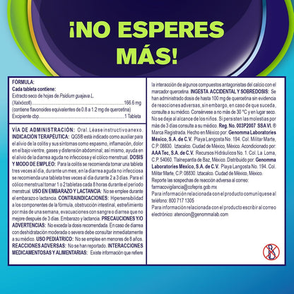 QG5 - Alivio para la Colitis. Ingredientes de origen 100% natural que alivian inflamación, dolor, diarrea, gases y espamos. Caja con 30 tabletas