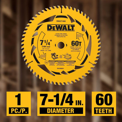 DEWALT Disco sierra circular 7-1/4 pulg 60 dientes DWA271460