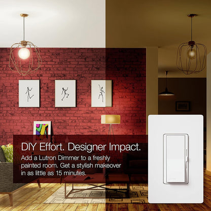 Lutron Diva LED+ Dimmer for Dimmable LED, Halogen and Incandescent Bulbs | Single-Pole or 3-Way | DVSCCL-153P-BI | Biscuit