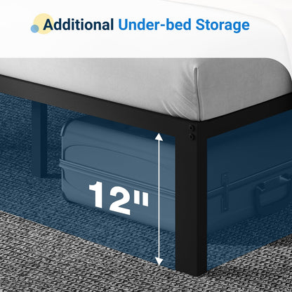 Avenco - Marco de Cama de tamaño matrimonial de 14 Pulgadas con cabecero, Marco de Cama de Plataforma de Metal, Marco de Cama matrimonial, no Necesita somier, fácil Montaje, Soporte de Listones