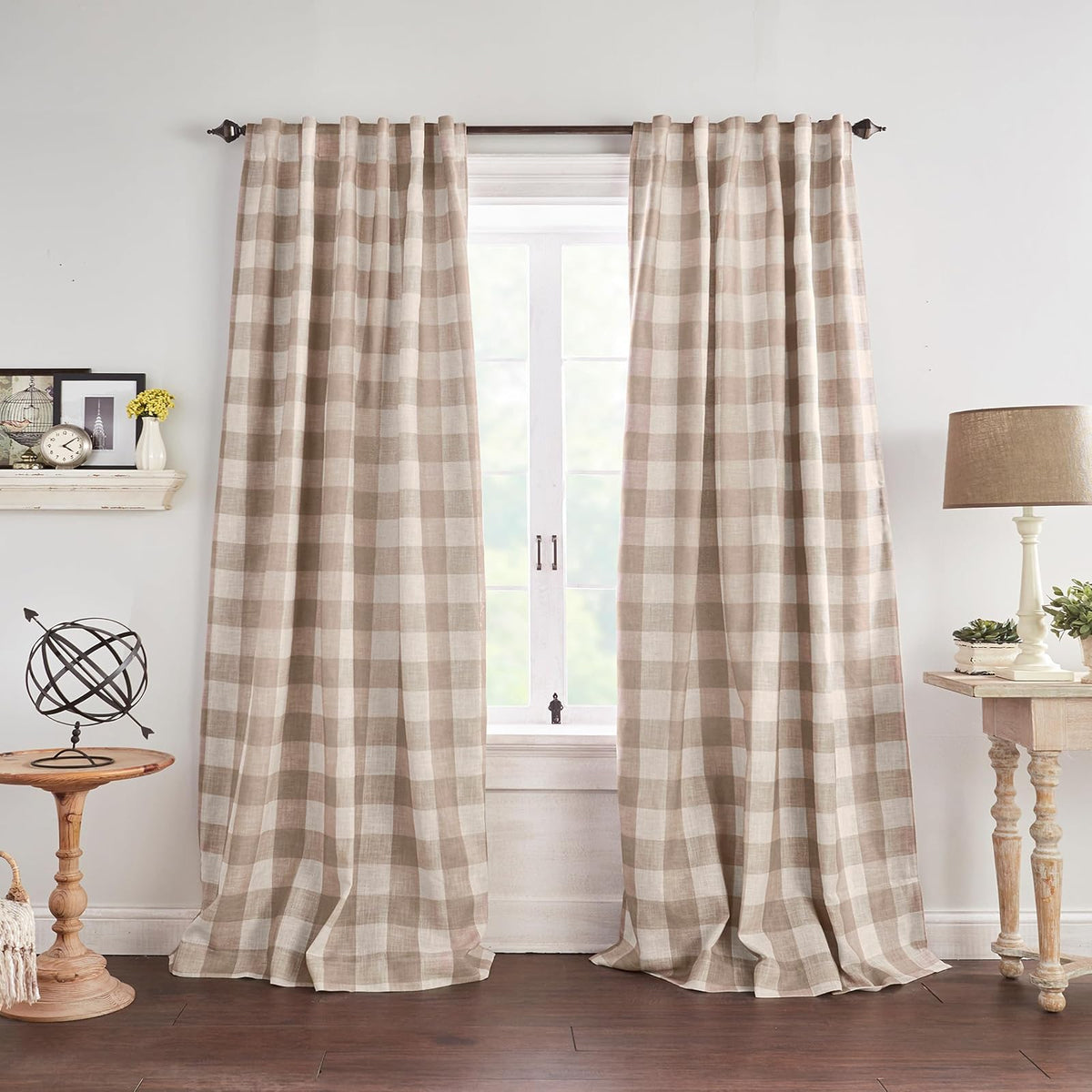 Elrene Home Fashions Cortina Oscurecedora Grainger a Cuadros - lino - 132.1An x 241.3Al cm (1 Paneles)