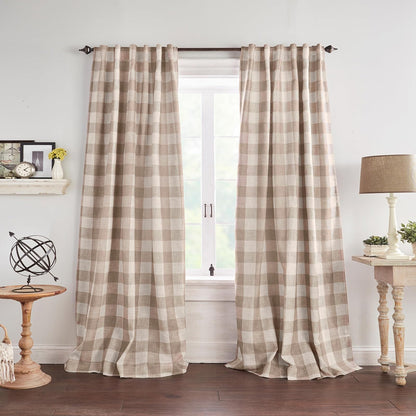 Elrene Home Fashions Cortina Oscurecedora Grainger a Cuadros - lino - 132.1An x 241.3Al cm (1 Paneles)