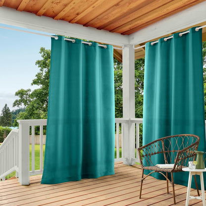 Exclusive Home Cortina para Interior/Exterior, Juego de 2 Paneles - Verde azulado oscuro - 137.2An x 243.8Al cm (2 Paneles)