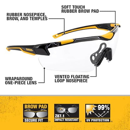 DEWALT DPG110 Chisel - Gafas protectoras unisex de media montura con ajuste perfecto, montura negra, lentes ahumadas