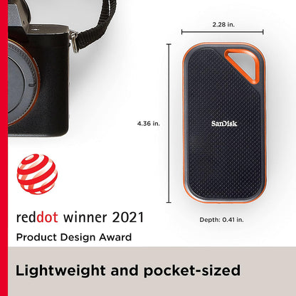 SanDisk SSD portátil Extreme PRO de 1 TB - Hasta 2000 MB/s - USB-C, USB 3.2 Gen 2x2 - Unidad externa de estado sólido - SDSSDE81-1T00-G25, negro