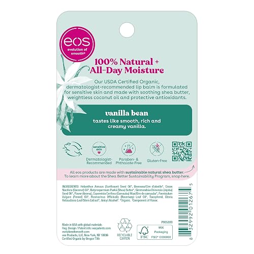 EOS 2 Piece Organic Lip Balm Stick, Vanilla Bean, 0.28 Ounce