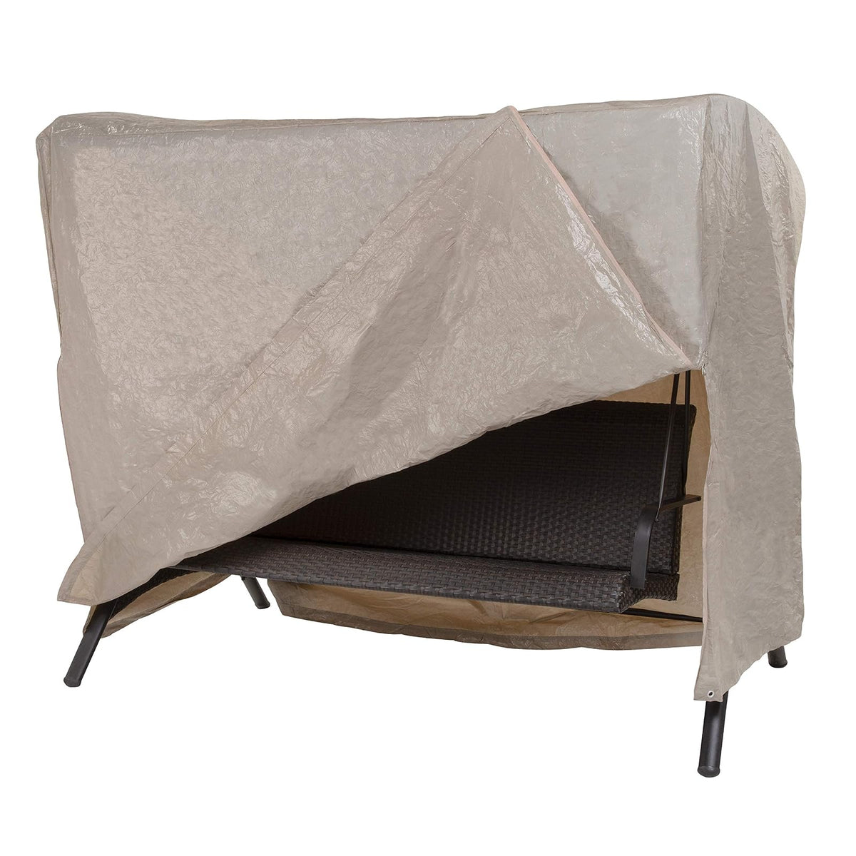 Moderna funda de columpio para patio de ocio, protección de muebles de exterior, perfecta para patio, terraza y porche, funciona para columpios de una plaza, doble y triple plaza, 87 pulgadas de largo x 64 pulgadas de profundidad x 66 pulgadas de alto, be