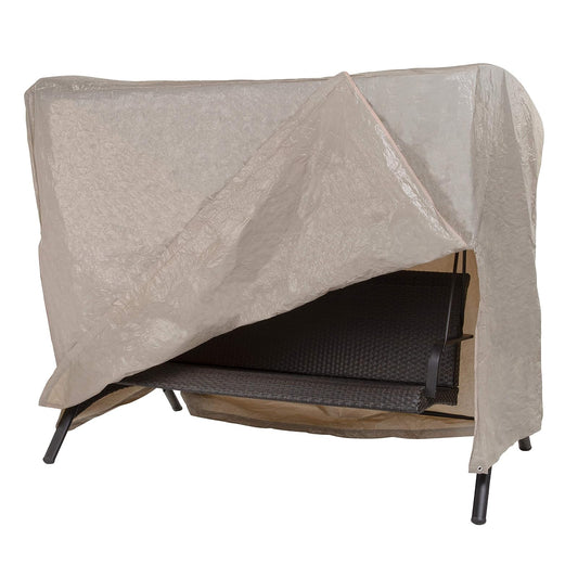 Moderna funda de columpio para patio de ocio, protección de muebles de exterior, perfecta para patio, terraza y porche, funciona para columpios de una plaza, doble y triple plaza, 87 pulgadas de largo x 64 pulgadas de profundidad x 66 pulgadas de alto, be