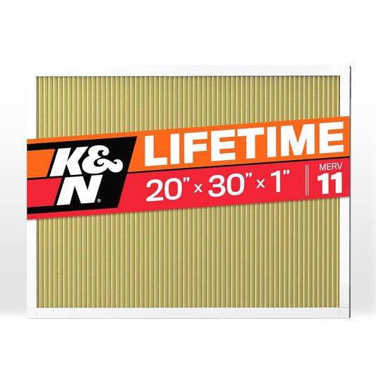 K&N - Filtro de aire para horno HVAC de 20 x 30 x 1, dura toda la vida, lavable, Merv 11, el último filtro HVAC que comprarás, respira de forma segura en casa o en la oficina, HVC-12030