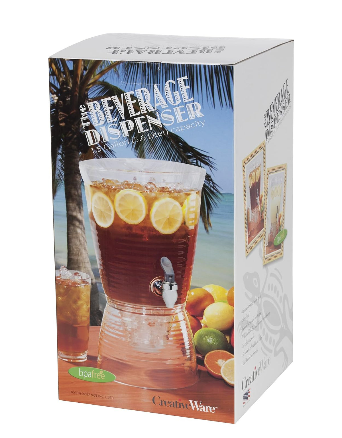 CreativeWare - Dispensador de Bebidas, Transparente, 1.5-Gallon, 1