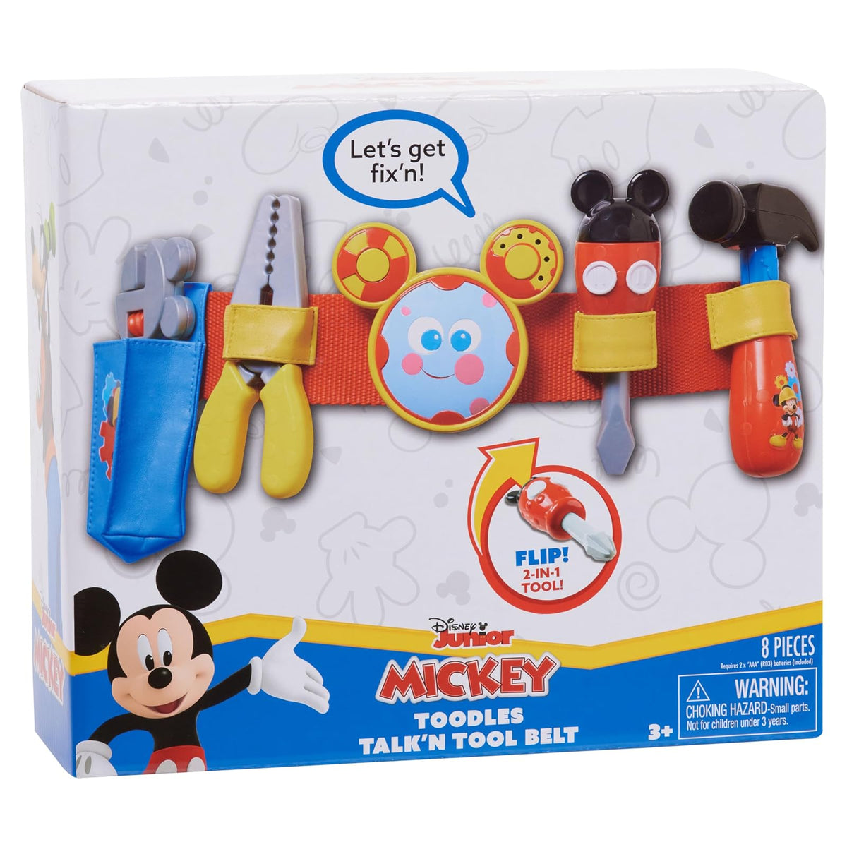 Just Play Disney Mickey – Cinturón de Herramientas Parlante “Toodles” y Accesorios de Juego para Disfrazarse y Juego de Imitación, Juguetes para Niños de 3 Años en Adelante