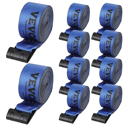 VEVOR - Correas para camión, 4 x 30 pies, Amarre Resistente con Ganchos Planos de 18 Libras, Resistencia a la Rotura, WLL# 6000 Libras, Correas de Carga amarradas para Camas Planas, Camiones,