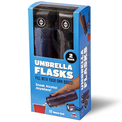 GoPong - Juego de 2 Botellas de Alcohol Ocultas Rain or Shine en Forma de Paraguas, Incluye Embudo y Boquilla para Verter