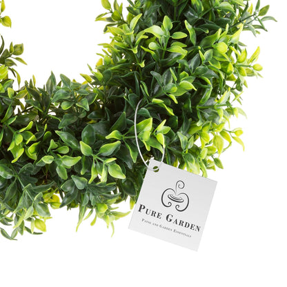 Pure Garden 50-151 Artificial Opal Basil Leaf, Round Wreath, 11.5"