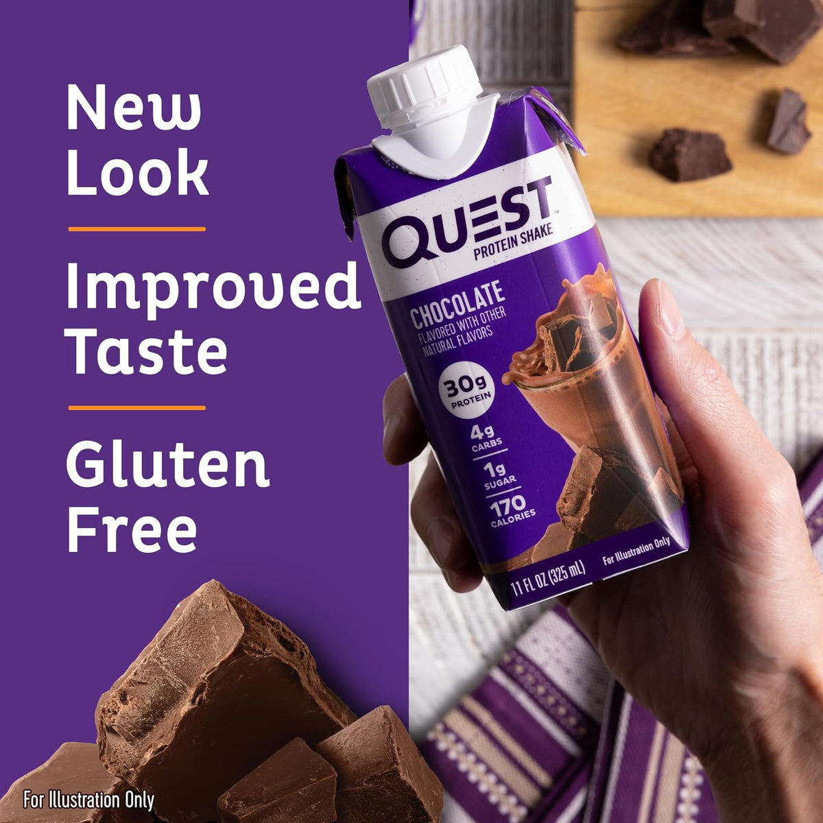 Quest Nutrition Suplemento alimenticio Quest Shake De Proteína Sabor Chocolate - 12 Piezas