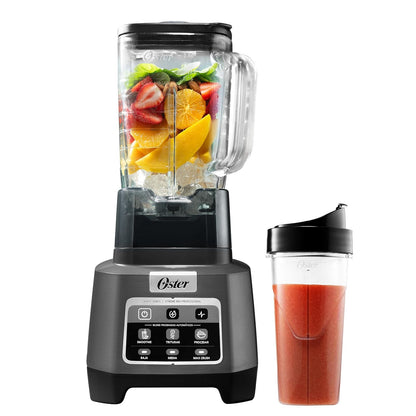 Oster Licuadora Profesional XTREMEMIX 1500 W, Vaso de Vidrio 2 L, Gris - Con Vaso Blend-N-Go