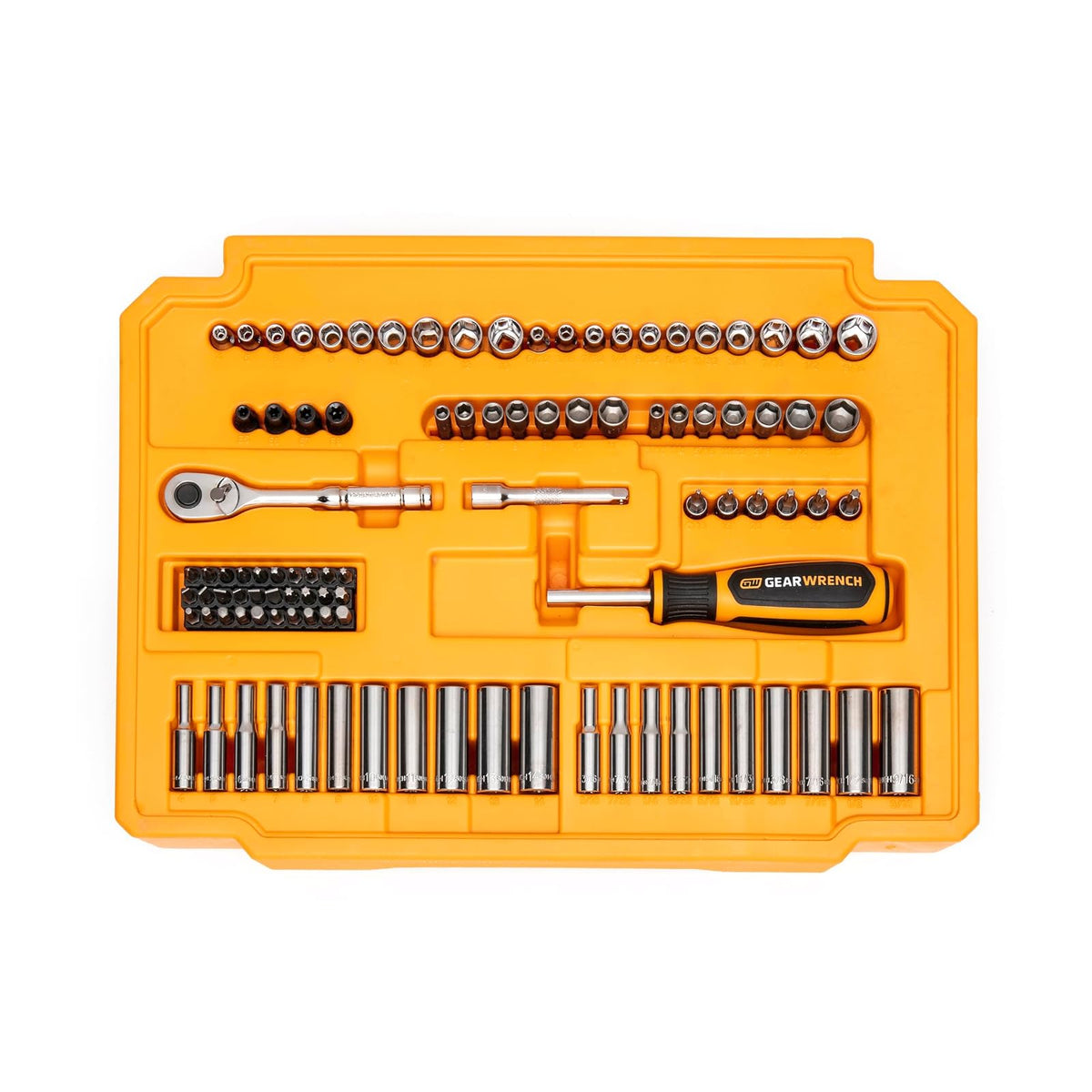 GEARWRENCH Juego de herramientas para mecánica en caja de almacenamiento con 3 cajones, 232 piezas, guías de 0.6 cm y 1 cm, métrico/SAE | GW72LLCBMTS
