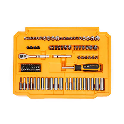 GEARWRENCH Juego de herramientas para mecánica en caja de almacenamiento con 3 cajones, 232 piezas, guías de 0.6 cm y 1 cm, métrico/SAE | GW72LLCBMTS