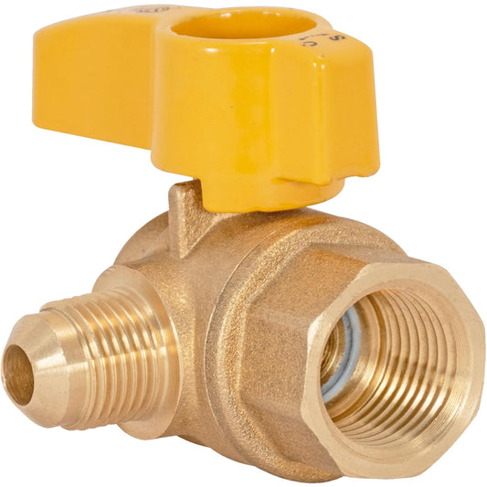 Eastman 60032, válvula de bola de gas de ángulo de latón, 1/2 pulgada FIP x 3/8 pulgadas, tubo OD de 1/2 pulgada