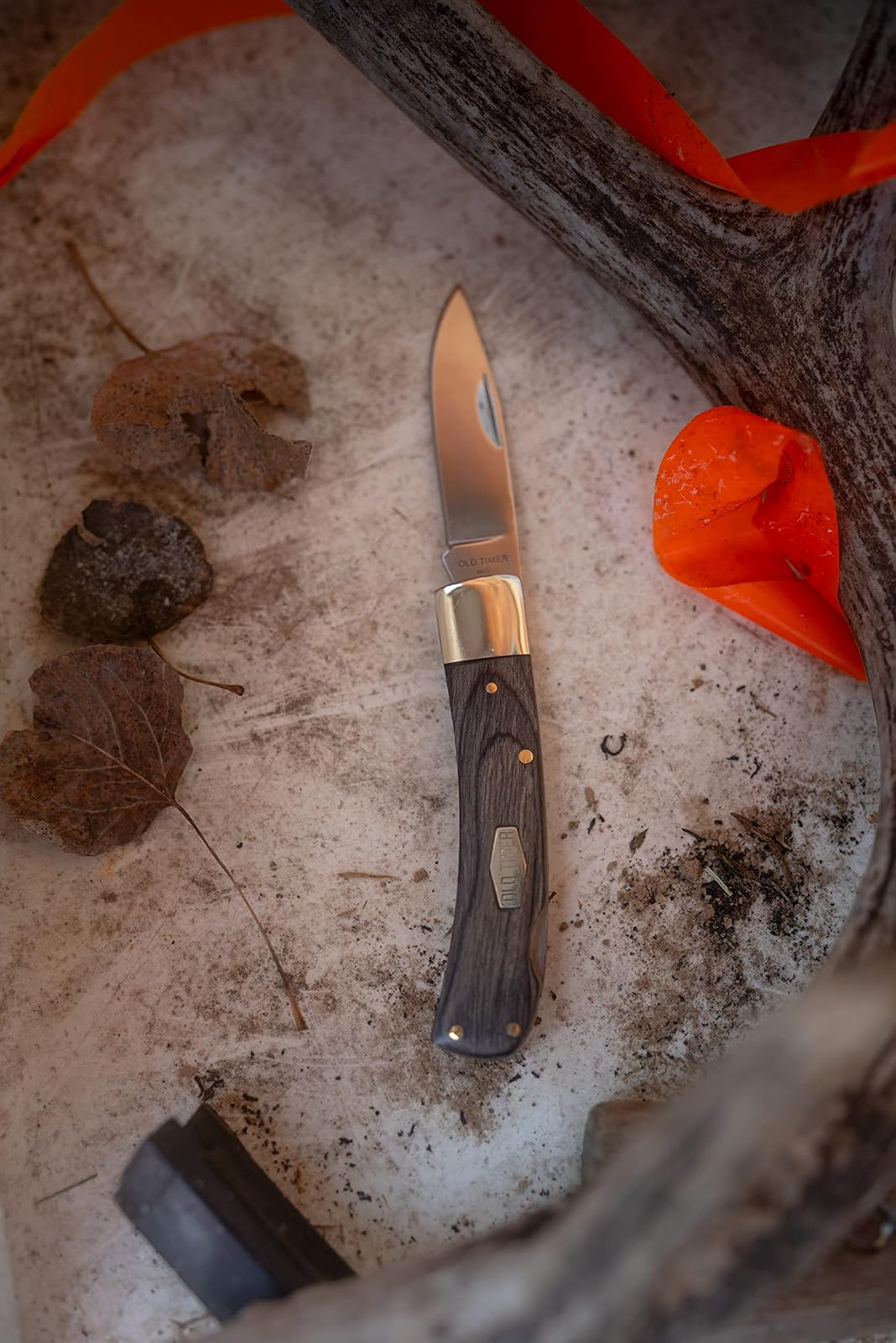 Old Timer Heritage Series 5OT Bruin - Cuchillo Plegable Tradicional de 6.5 Pulgadas con Hoja de Punta de Gota de Acero Inoxidable y Mango de diseño de Madera laminada para Caza, Camping, Transporte