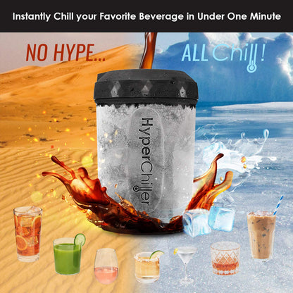 HyperChiller HC2CB - Enfriador patentado para café helado/bebidas, nuevo, mejorado, más fuerte y más duradero Listo en un minuto, reutilizable para té helado, vino, licores, alcohol, jugo, 12 onzas,