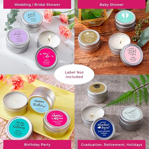 Kate Aspen - Velas aromáticas de vainilla con tapas (juego de 12), recuerdos de despedida de soltera, regalos de boda, regalos de dama de honor, plata, 12 piezas